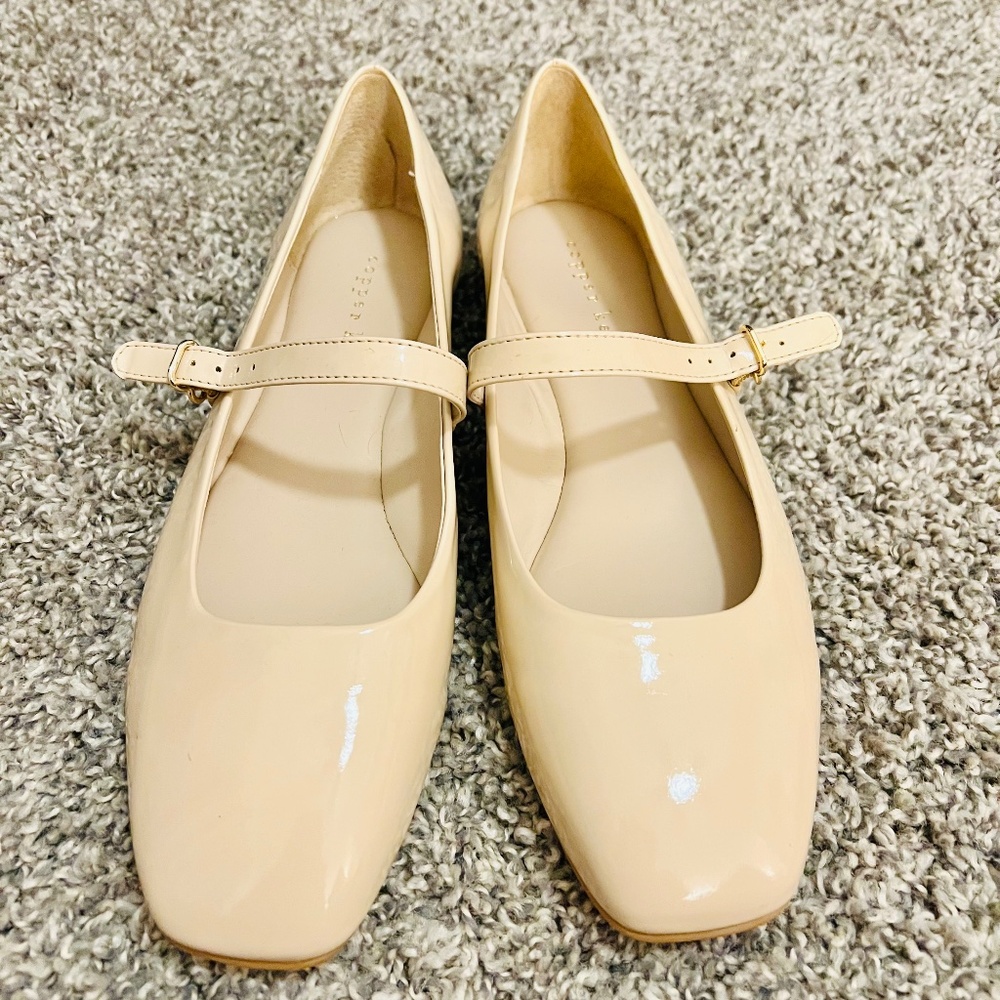 NWOT Faux Patent Leather “Sweetie” Nude Mary Jane Flats
